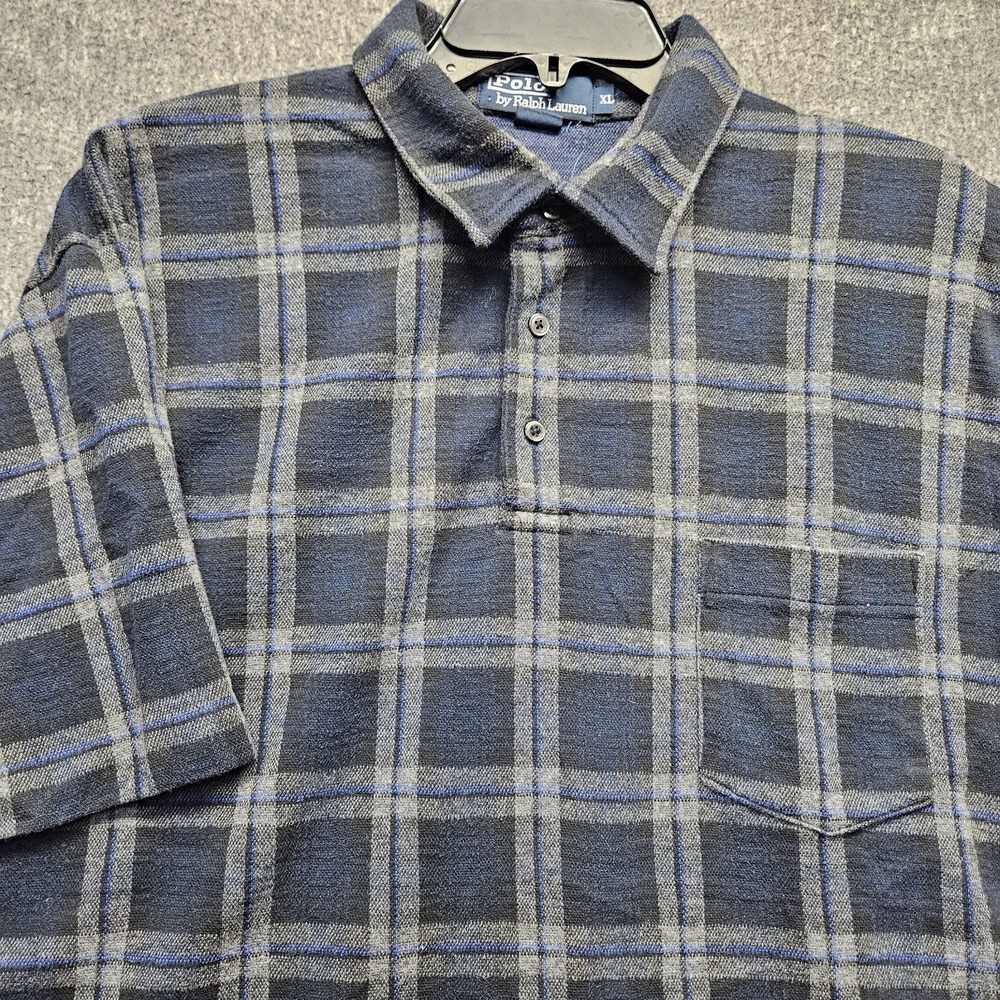 Polo Ralph Lauren Warm Flannel Navy Blue Golf Plaid Button Shirt XL